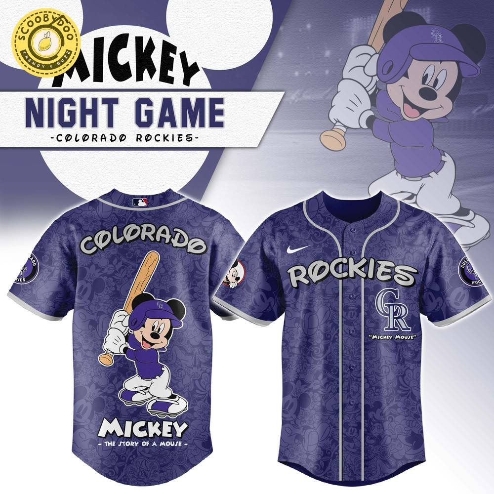 Colorado Rockies x Mickey Night Game Baseball Jersey Colorado Rockies x Mickey Night Game Baseball Jersey