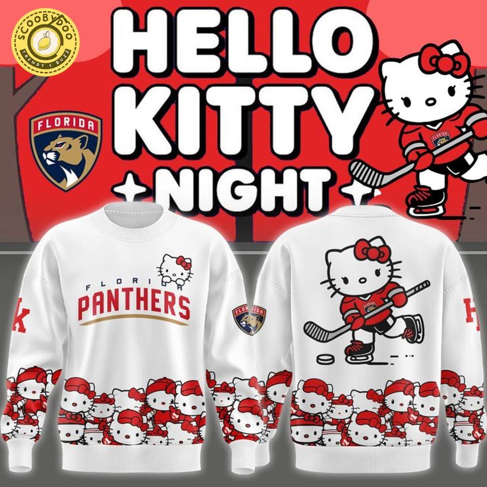 Florida Panthers x Hello Kitty White Sweatshirt 2025 Florida Panthers x Hello Kitty White Sweatshirt 2025