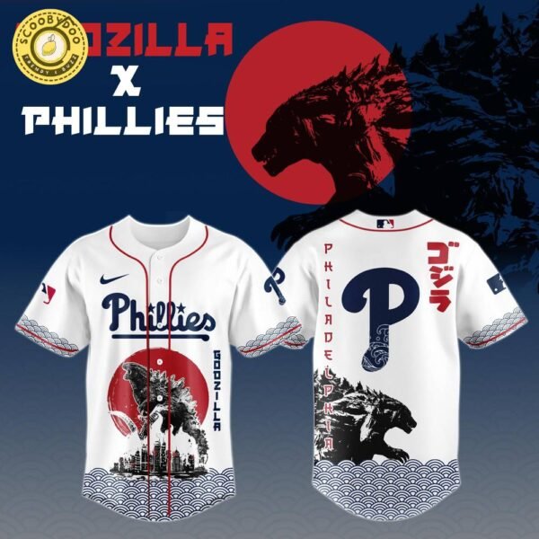 Godzilla x Philadelphia Phillies Japan Edition Baseball Jersey 2025