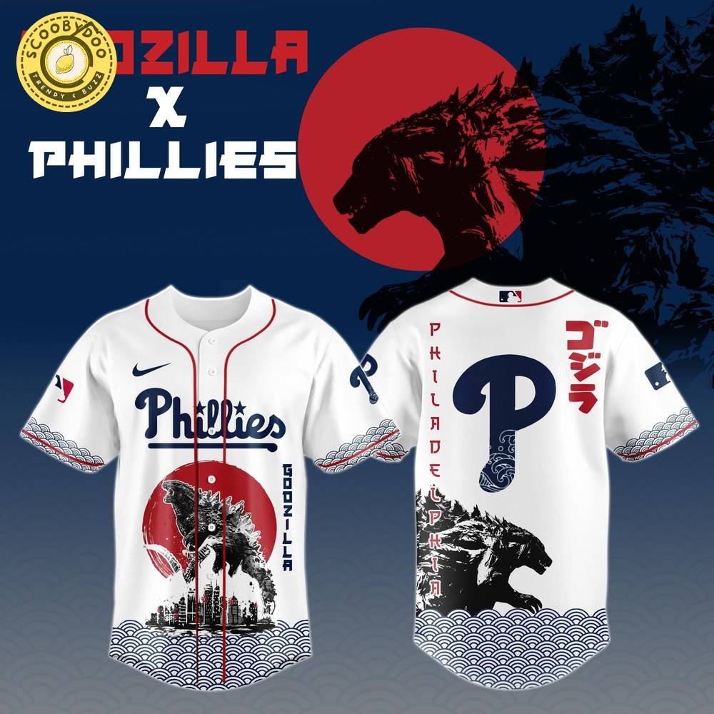 Godzilla x Philadelphia Phillies Japan Edition Baseball Jersey 2025 Godzilla x Philadelphia Phillies Japan Edition Baseball Jersey 2025