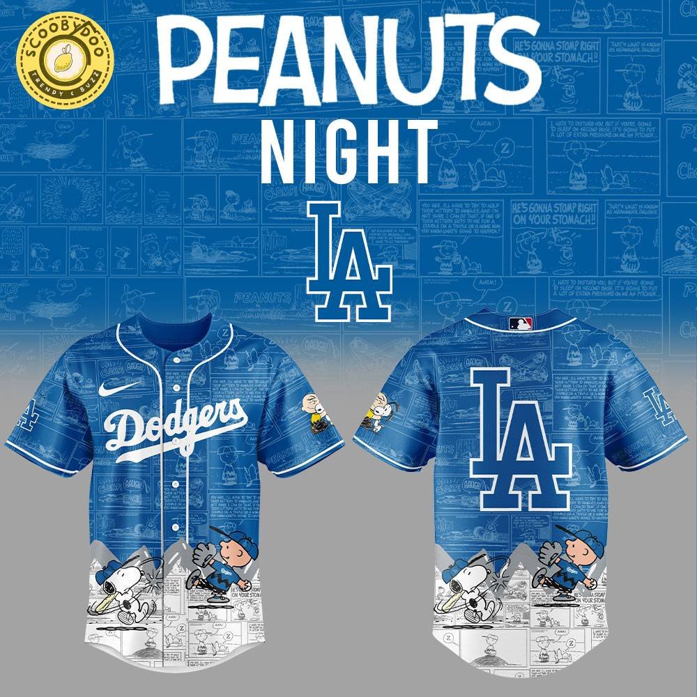 Los Angeles Dodgers 75th Anniversary of Peanuts Baseball Jersey Los Angeles Dodgers 75th Anniversary of Peanuts Baseball Jersey