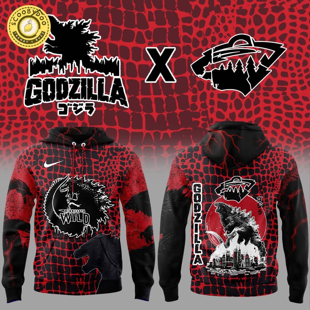 Minnesota Wild x Godzilla Trending Hoodie 2025 Minnesota Wild x Godzilla Trending Hoodie 2025