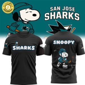 San Jose Sharks x Snoopy Black Tshirt 2025 Limited Edition