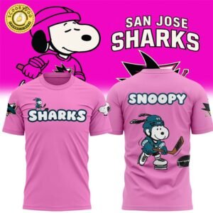 San Jose Sharks x Snoopy Pink Tshirt 2025 Limited Edition