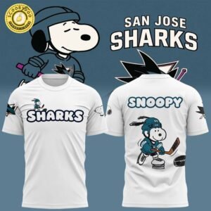 San Jose Sharks x Snoopy White Tshirt 2025 Limited Edition