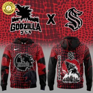 Seattle Kraken x Godzilla Red Hoodie 2025
