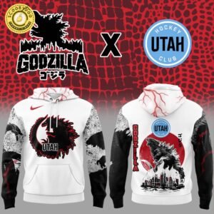 Utah Hockey x Godzilla Special Design White Hoodie 2025