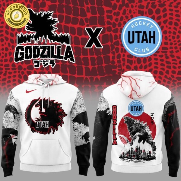 Utah Hockey x Godzilla Special Design White Hoodie 2025