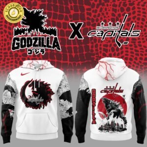 Washington Capitals x Godzilla White Hoodie