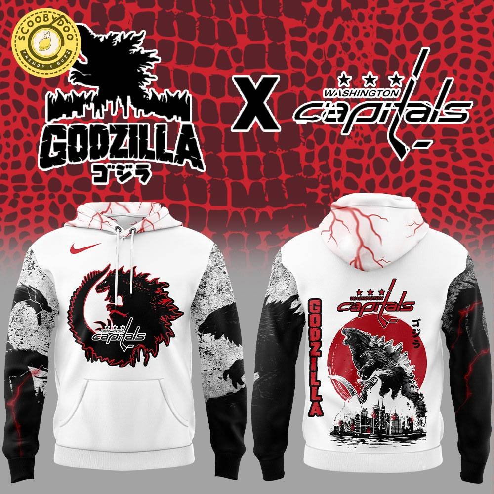 Washington Capitals x Godzilla White Hoodie Washington Capitals x Godzilla White Hoodie
