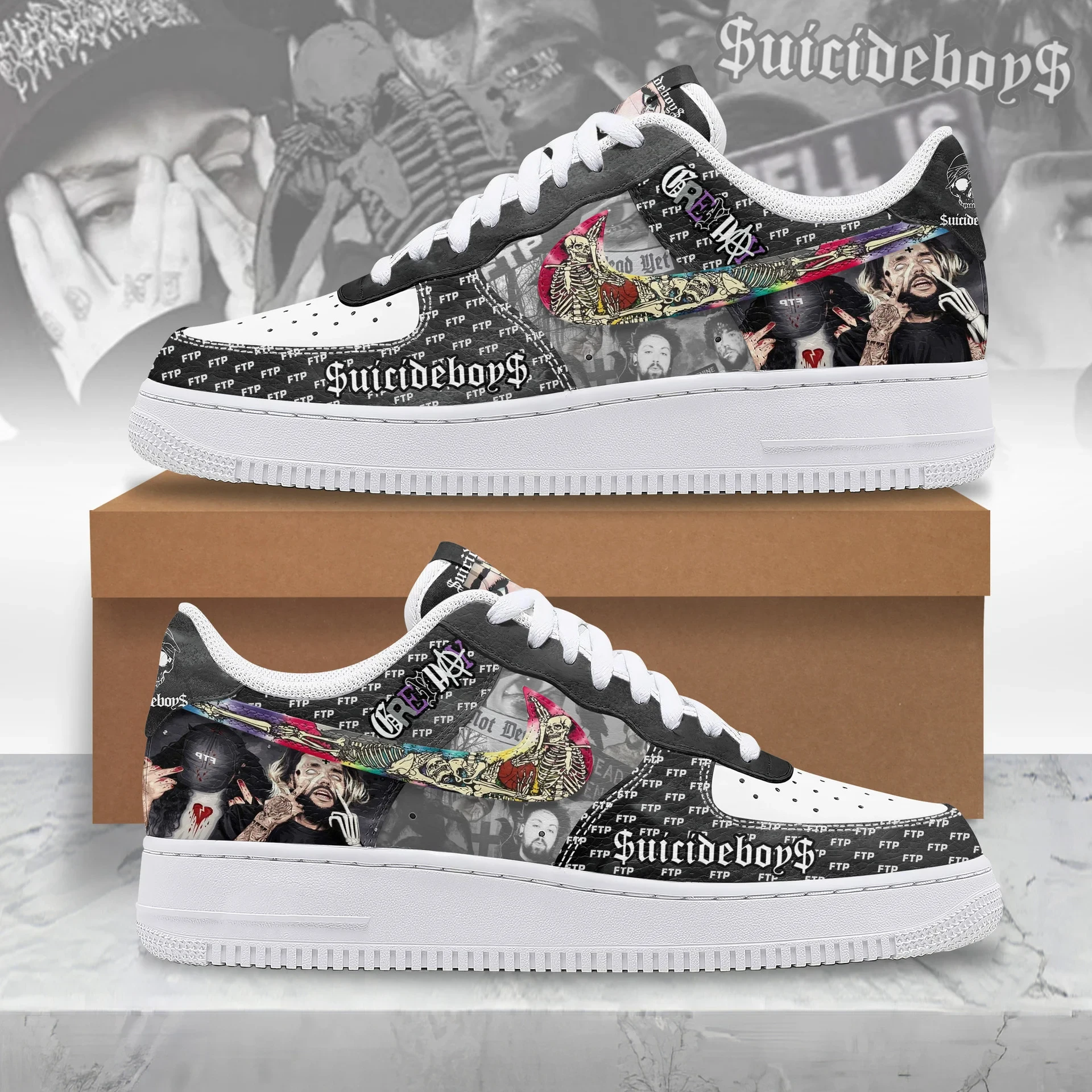 $uicideboy$ FTP Air Force 1 Custom Sneakers – Underground Hip-Hop Rap Shoes $uicideboy$ FTP Air Force 1 Custom Sneakers – Underground Hip-Hop Rap Shoes