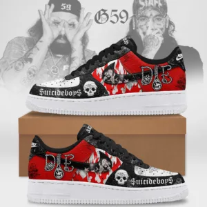 $uicideboy$ Red Flame Custom Air Force 1 – Gothic Rap Skull Sneakers