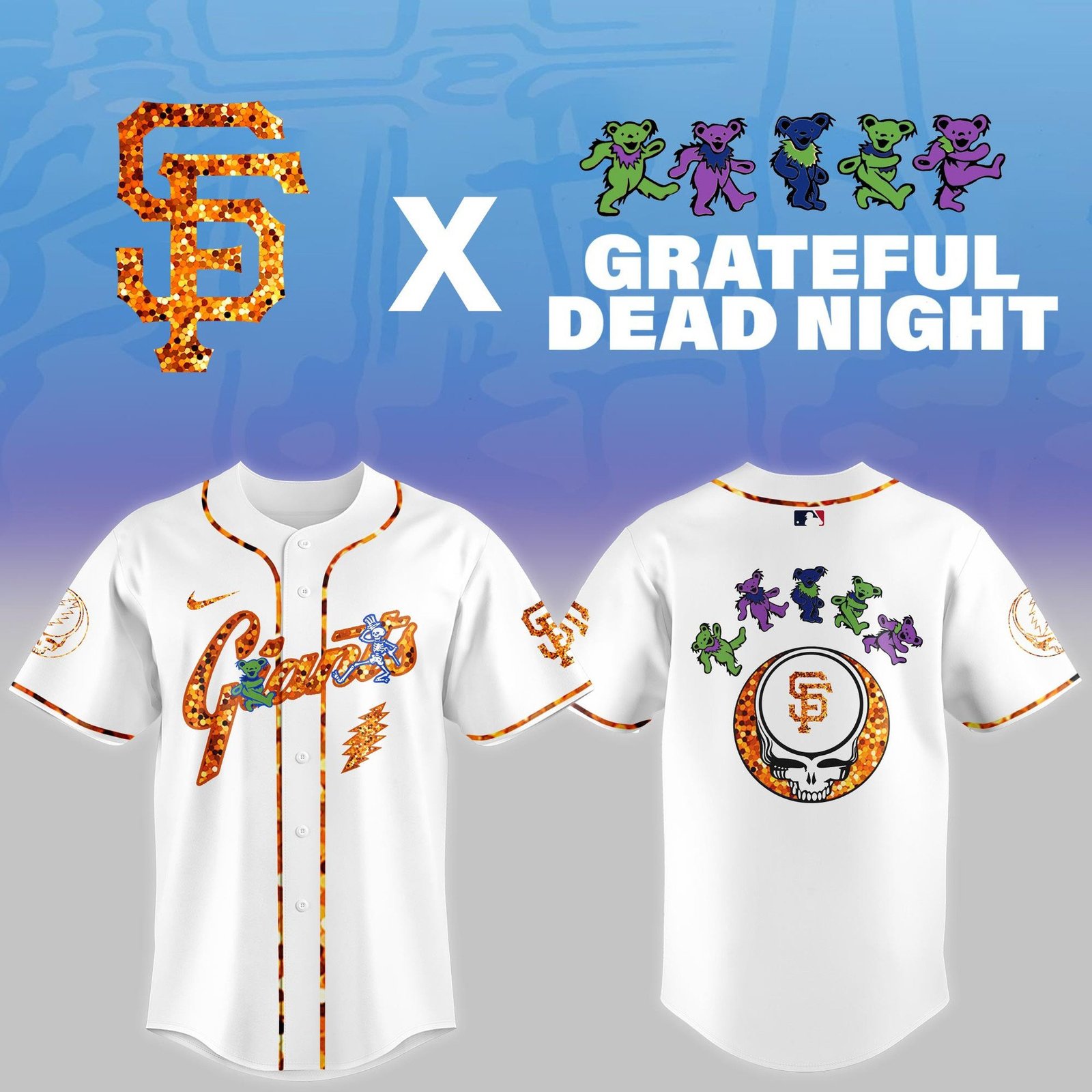 San Francisco Giants Grateful Dead Night Baseball Jersey San Francisco Giants Grateful Dead Night Baseball Jersey