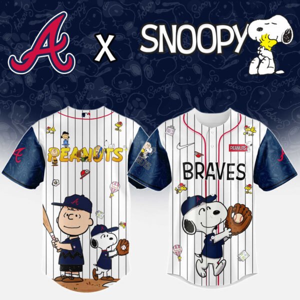 Atlanta Braves MLB “75th Anniversary of Peanuts” Snoopy Special Edition Jersey 2025