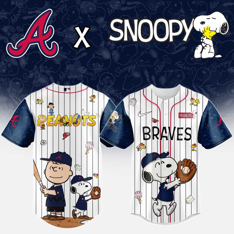 Atlanta Braves MLB “75th Anniversary of Peanuts” Snoopy Special Edition Jersey 2025 Atlanta Braves MLB “75th Anniversary of Peanuts” Snoopy Special Edition Jersey 2025