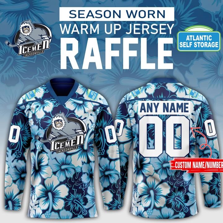 Jacksonville Icemen Season Worn Warm Up Hockey Jersey 2025 Jacksonville Icemen Season Worn Warm Up Hockey Jersey 2025