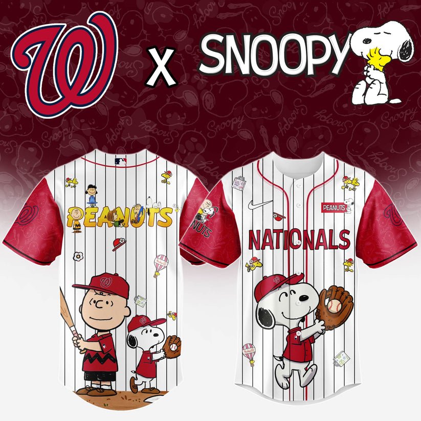 Washington Nationals MLB “75th Anniversary of Peanuts” Snoopy Special Edition Jersey 2025 Washington Nationals MLB “75th Anniversary of Peanuts” Snoopy Special Edition Jersey 2025