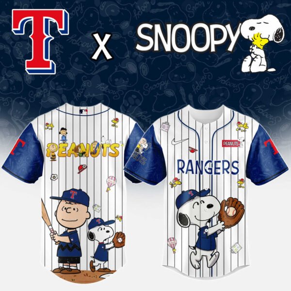 Texas Rangers MLB “75th Anniversary of Peanuts” Snoopy Special Edition Jersey 2025