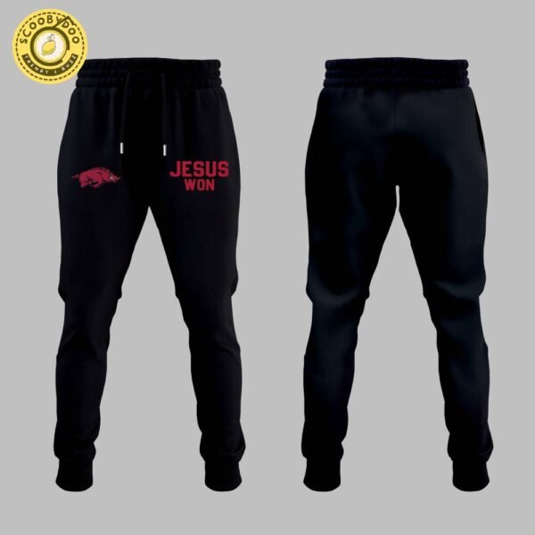 Arkansas x Jesus Won 2025 Black TShirt