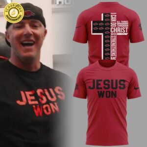 Arkansas x Jesus Won 2025 “I can do” Red TShirt