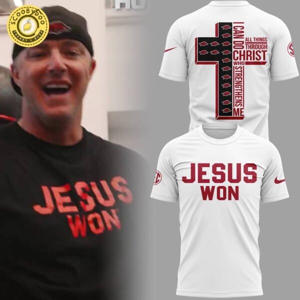 Arkansas x Jesus Won 2025 “I can do” White TShirt