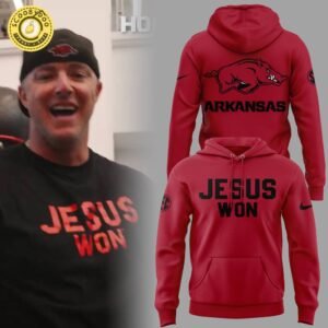 Arkansas x Jesus Won 2025 Red Hoodie Limited Edition