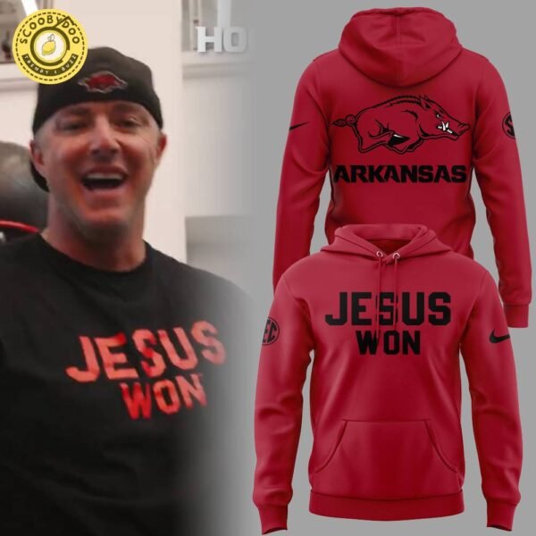 Arkansas x Jesus Won 2025 Red Hoodie Limited Edition