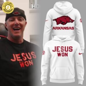 Arkansas x Jesus Won 2025 White Hoodie Limited Edition