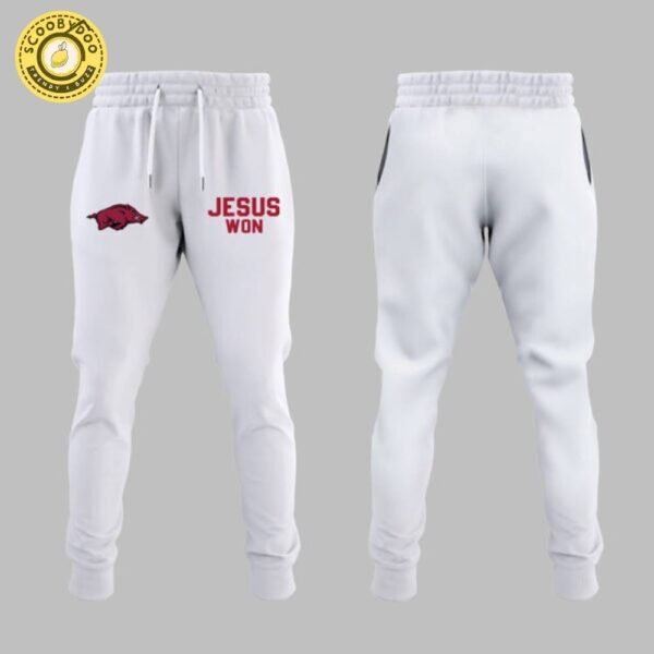 Arkansas x Jesus Won 2025 White Hoodie Limited Edition