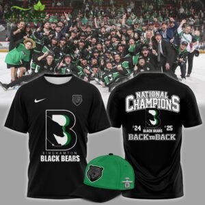 Commissioners Cup Champions Binghamton Black Bears 2025 Back To Back Black Tshirt