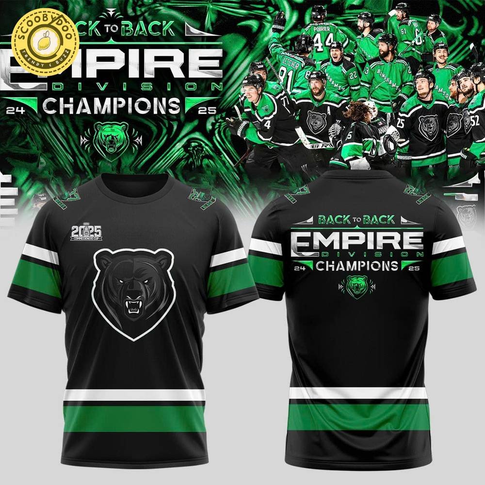 Commissioners Cup Champions Binghamton Black Bears 2025 Back To Back Tshirt Commissioners Cup Champions Binghamton Black Bears 2025 Back To Back Tshirt