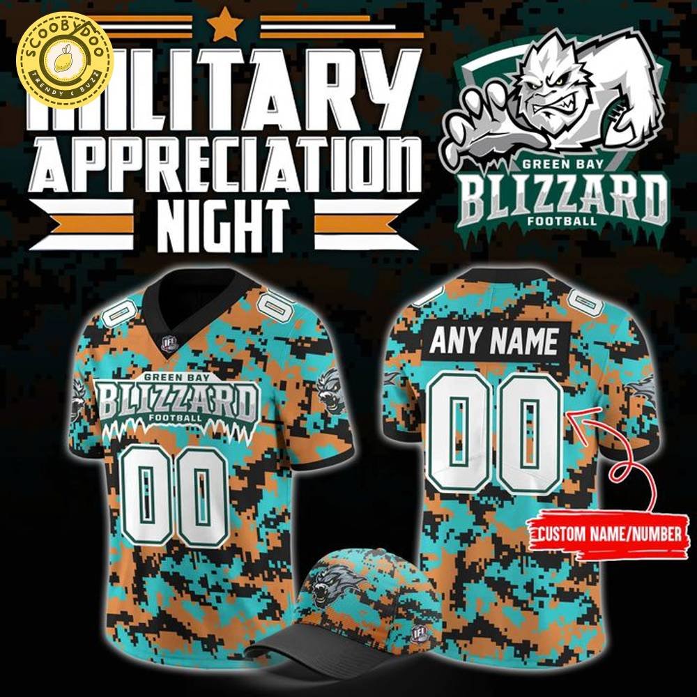 Green Bay Blizzard Military Nights Football Jersey 2025 – IFL Special Edition Green Bay Blizzard Military Nights Football Jersey 2025 – IFL Special Edition