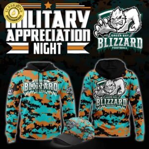 Green Bay Blizzard Military Nights Hoodie 2025 – Team Military Night Sweatshirt
