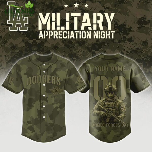 Los Angeles Dodgers Mix Military Appreciation Night AND Armed Forces Day – Baseball Custom Jersey