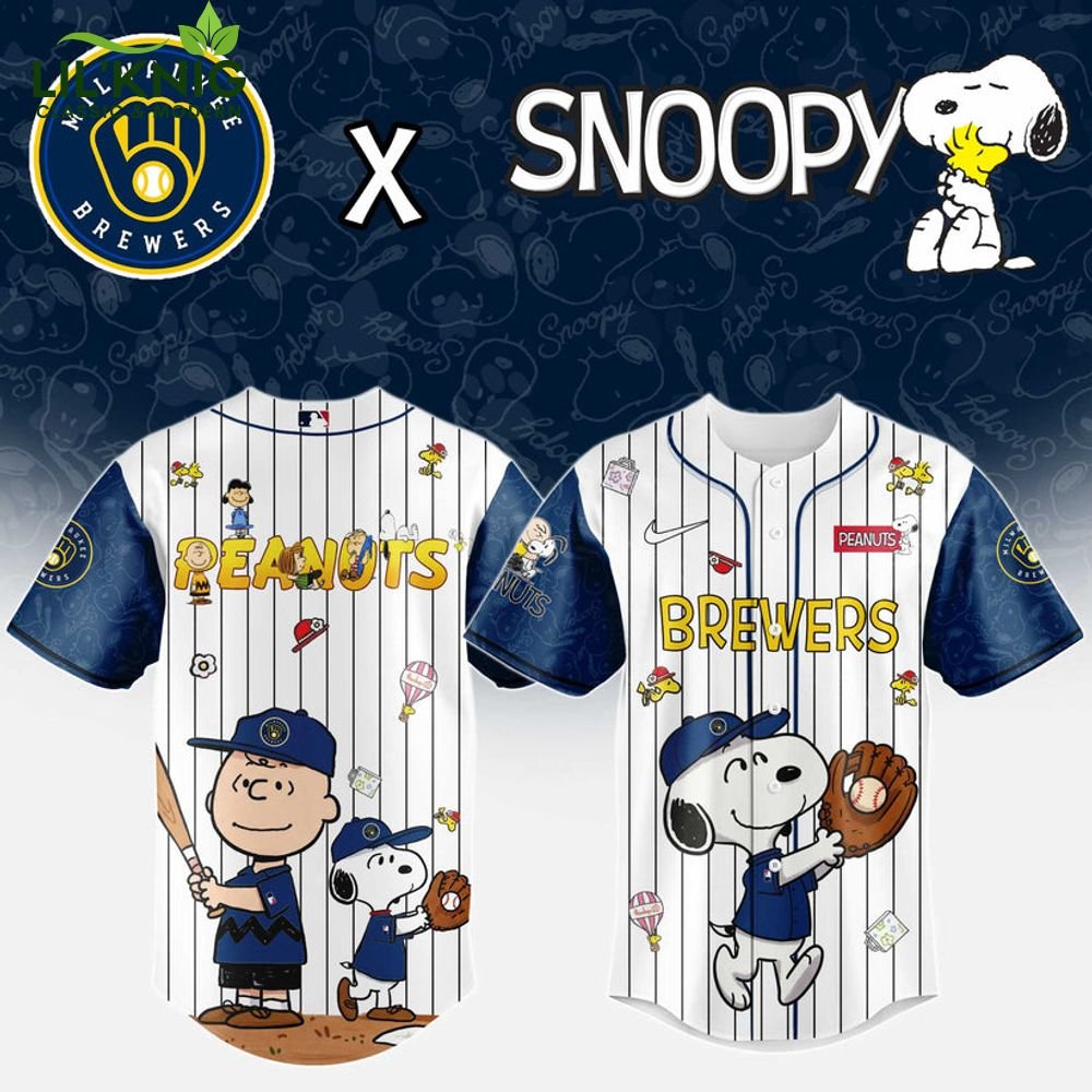 Milwaukee Brewers MLB “75th Anniversary of Peanuts” Snoopy Special Edition Jersey 2025 Milwaukee Brewers MLB “75th Anniversary of Peanuts” Snoopy Special Edition Jersey 2025