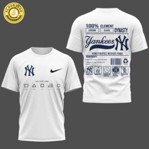 New York Yankees Barcode Care Label T-Shirt – White Retro Baseball Tee