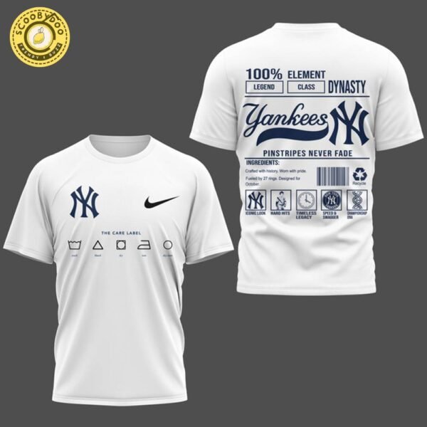 New York Yankees Barcode Care Label T-Shirt – White Retro Baseball Tee