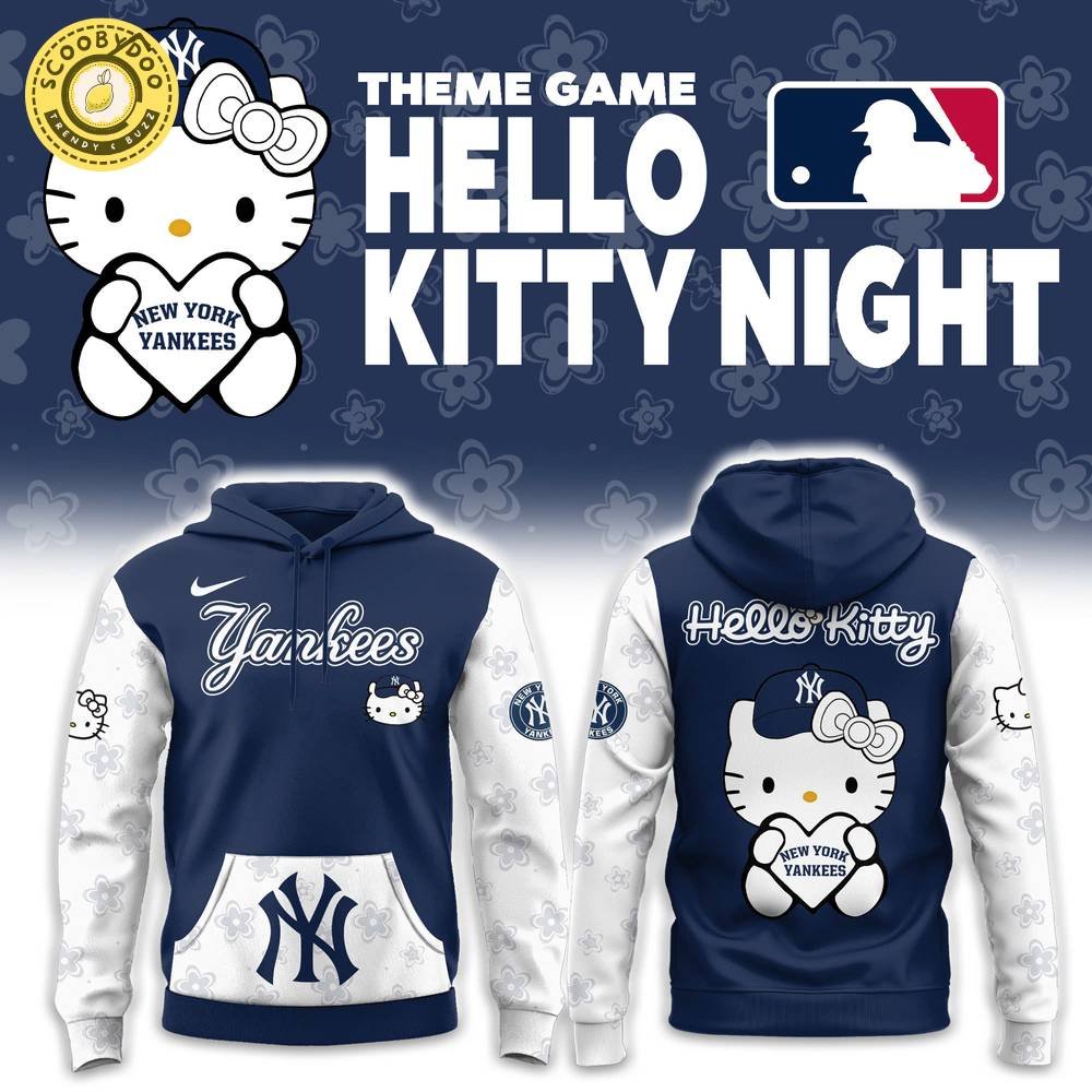 New York Yankees with Theme Game Hello Kitty NIGHT Hoodie New York Yankees with Theme Game Hello Kitty NIGHT Hoodie