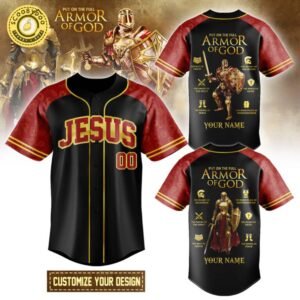 Put On The Full Armor Of God Red Baseball Jersey – Christian Faith Shirt