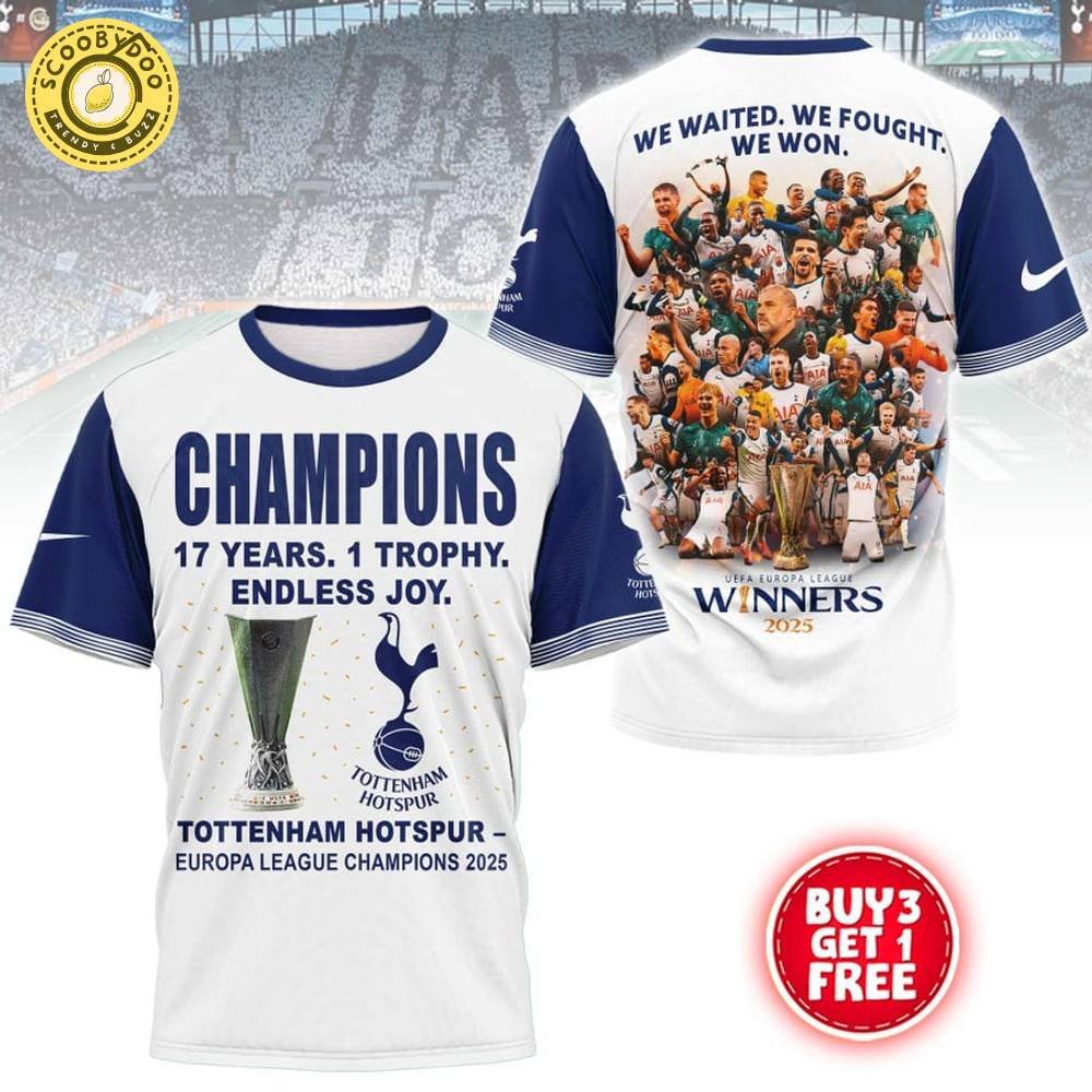 Tottenham Hotspur Europa League Champions 2025 T-Shirt – Premier League Soccer Victory Tee Tottenham Hotspur Europa League Champions 2025 T-Shirt – Premier League Soccer Victory Tee