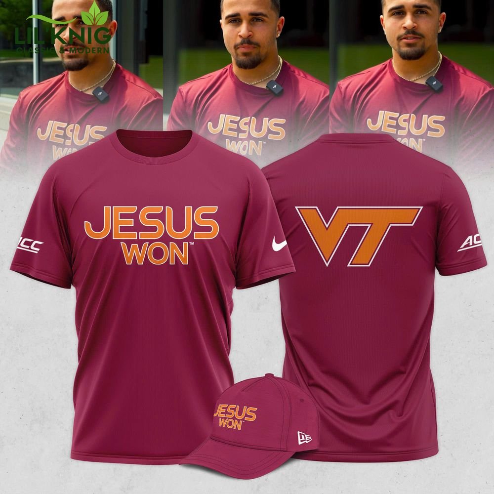Virginia Tech Hokies Jesus Won Red Shirt Virginia Tech Hokies Jesus Won Red Shirt