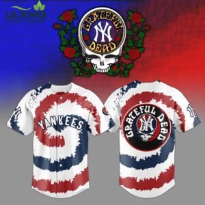 Yankees and Grateful Dead– Psychedelic Pinstripes Fusion 3D Baseball Jersey
