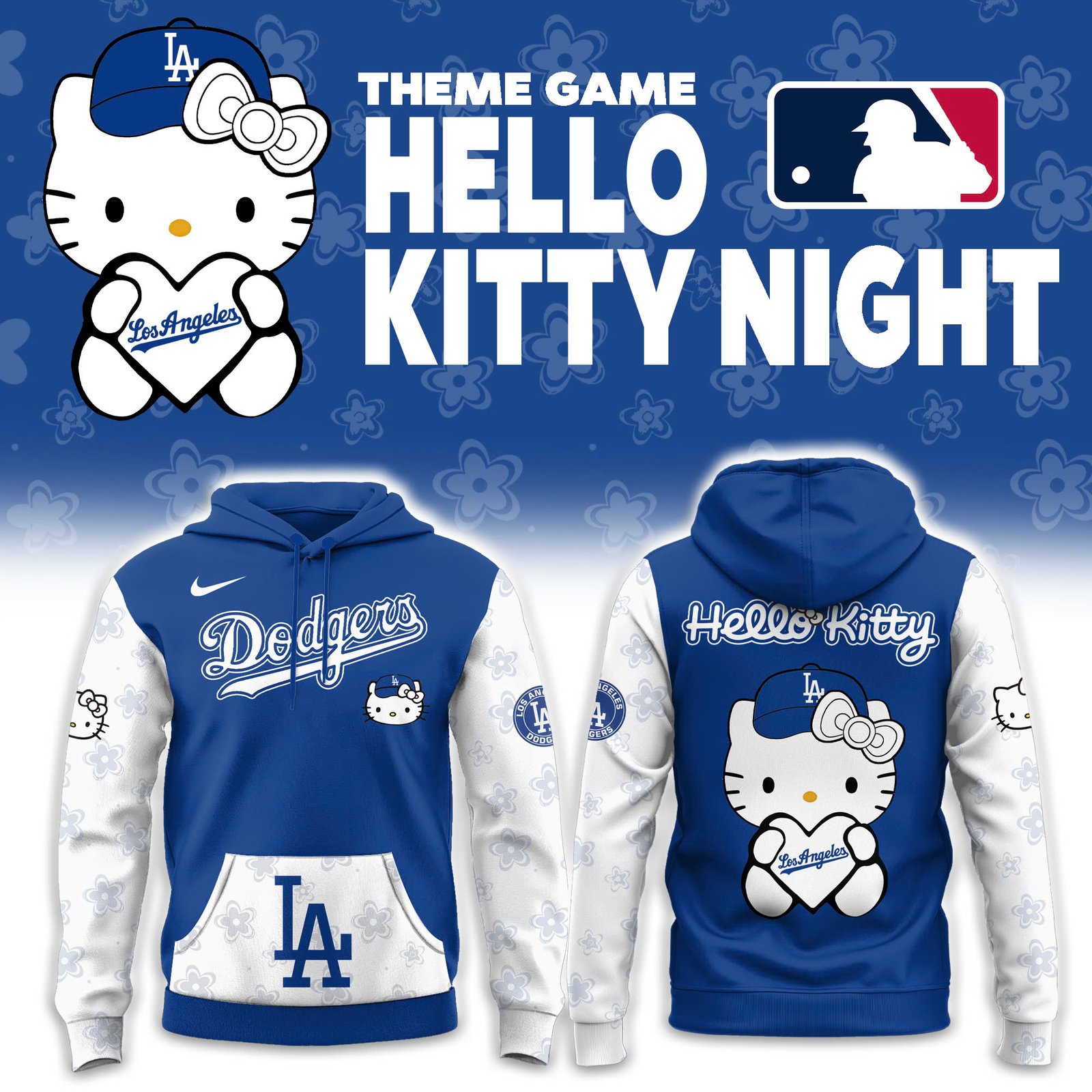 Los Angeles Dodgers With Theme Game Hello Kitty NIGHT Hoodie New Design 2025 Los Angeles Dodgers With Theme Game Hello Kitty NIGHT Hoodie New Design 2025