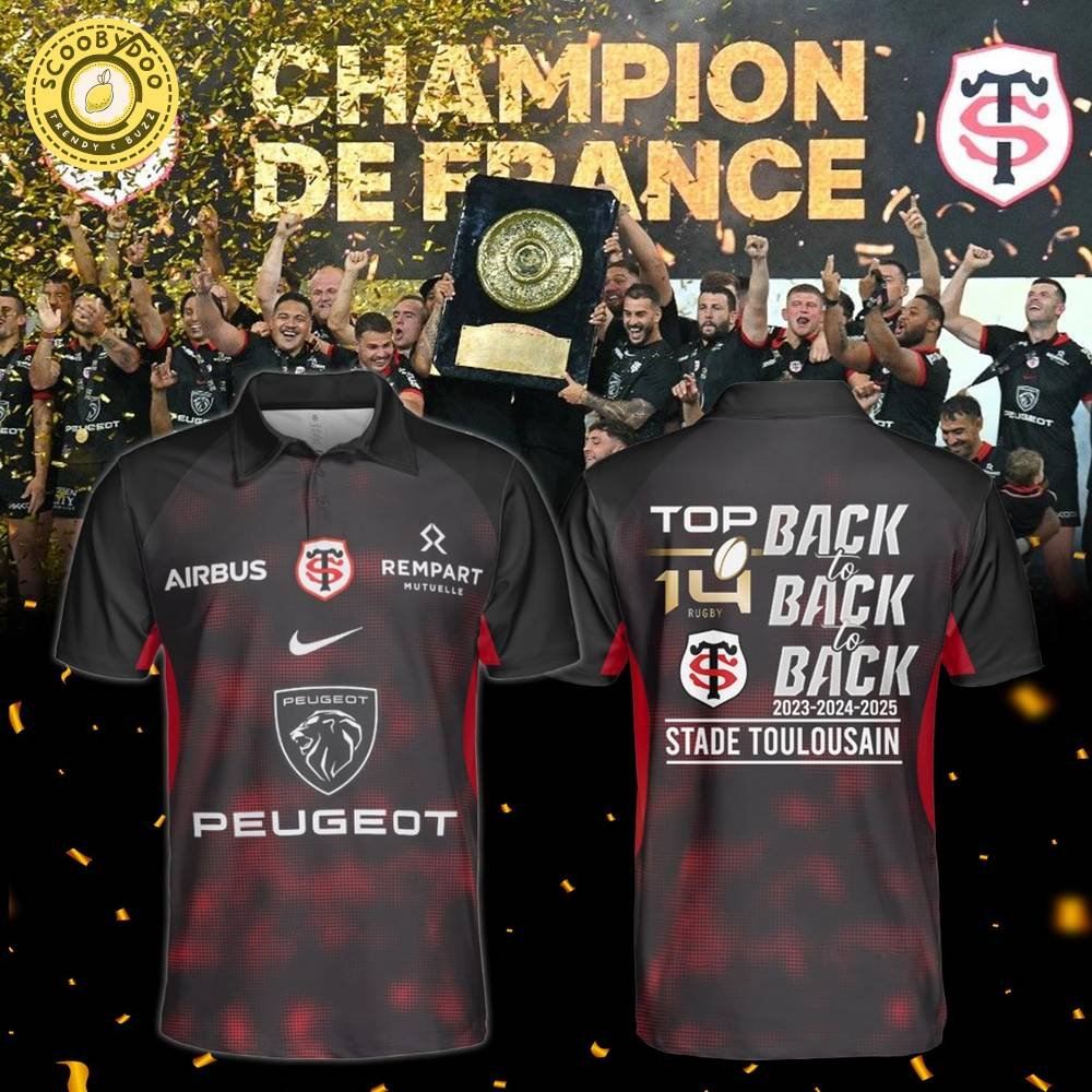 Stade Toulousain Champions 2025 Back To Back To Back Polo Shirt Stade Toulousain Champions 2025 Back To Back To Back Polo Shirt