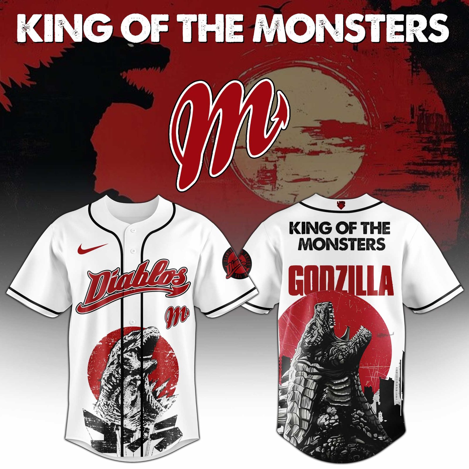 Diablos Rojos del México x Godzilla Edition Jersey 2025 Diablos Rojos del México x Godzilla Edition Jersey 2025