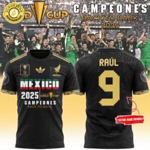 Adidas Mexico National Team Concacaf Gold Cup 2025 Champions Custom Back T-Shirt