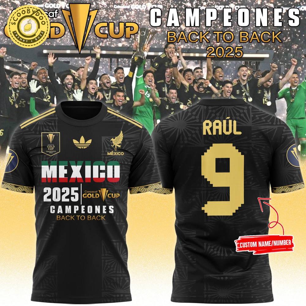 Adidas Mexico National Team Concacaf Gold Cup 2025 Champions Custom Back T-Shirt Adidas Mexico National Team Concacaf Gold Cup 2025 Champions Custom Back T-Shirt