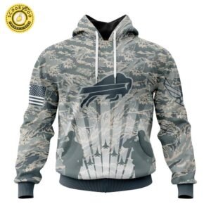 Buffalo Bills Air Force Camo Hoodie – Military Tribute Pullover for NFL Fans