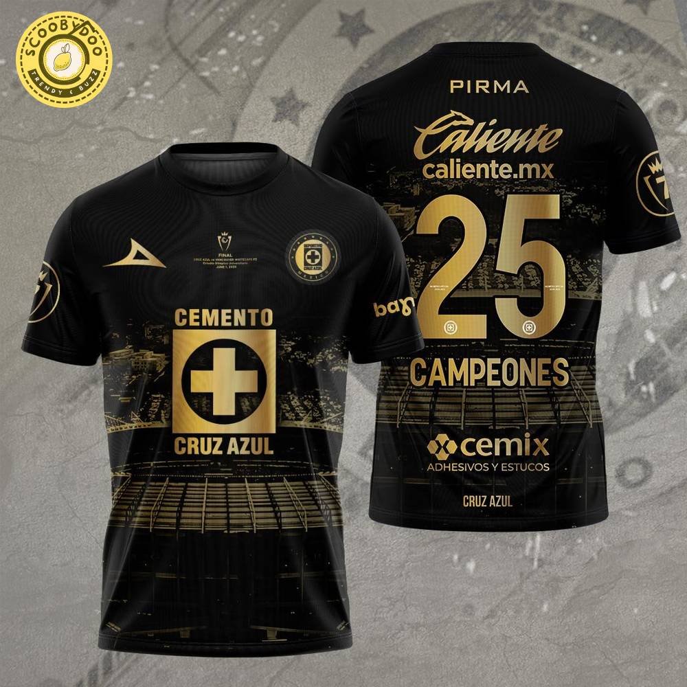 Cruz Azul Football Campeones Concacaf Champions Cup Torneo 2025 3D Black Tshirt Cruz Azul Football Campeones Concacaf Champions Cup Torneo 2025 3D Black Tshirt