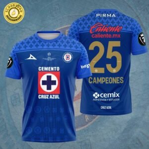 Cruz Azul Football Campeones Concacaf Champions Cup Torneo 2025 3D Tshirt
